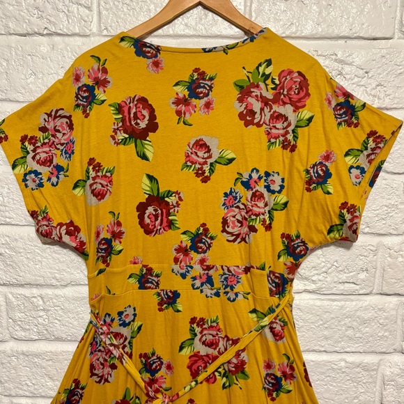 MATILDA JANE Yellow Red Floral Wrap Midi Dress Size XL - Picture 12 of 15